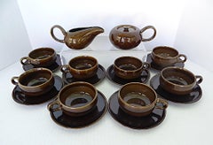 Russel Wright Mid Century American Modern Bean Brown Kaffeeservice 18 tlg.