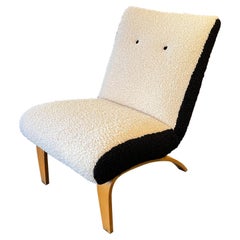 Russel Wright Mid-Century Modern Curated Lounge Chair with Two-Tone Bouclé