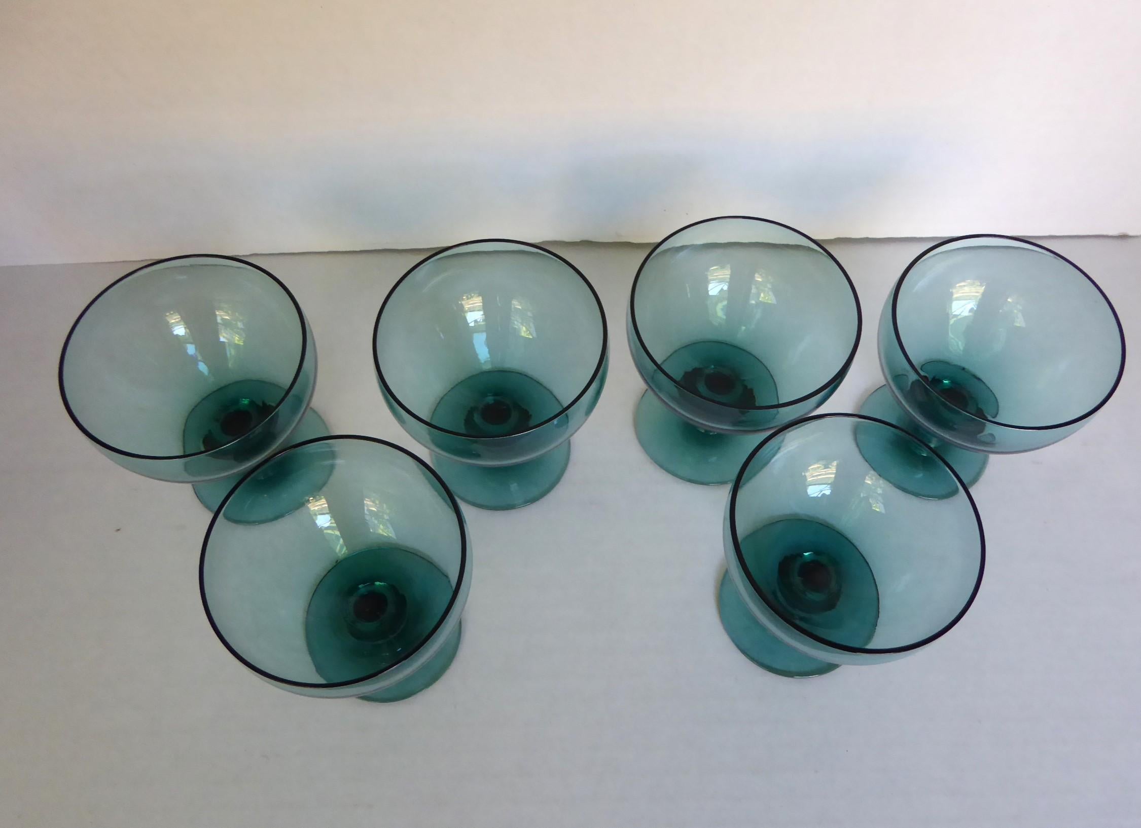 Russel Wright Mid Century Seafoam American Modern Stem Glasses Morgantown 16 pcs For Sale 7