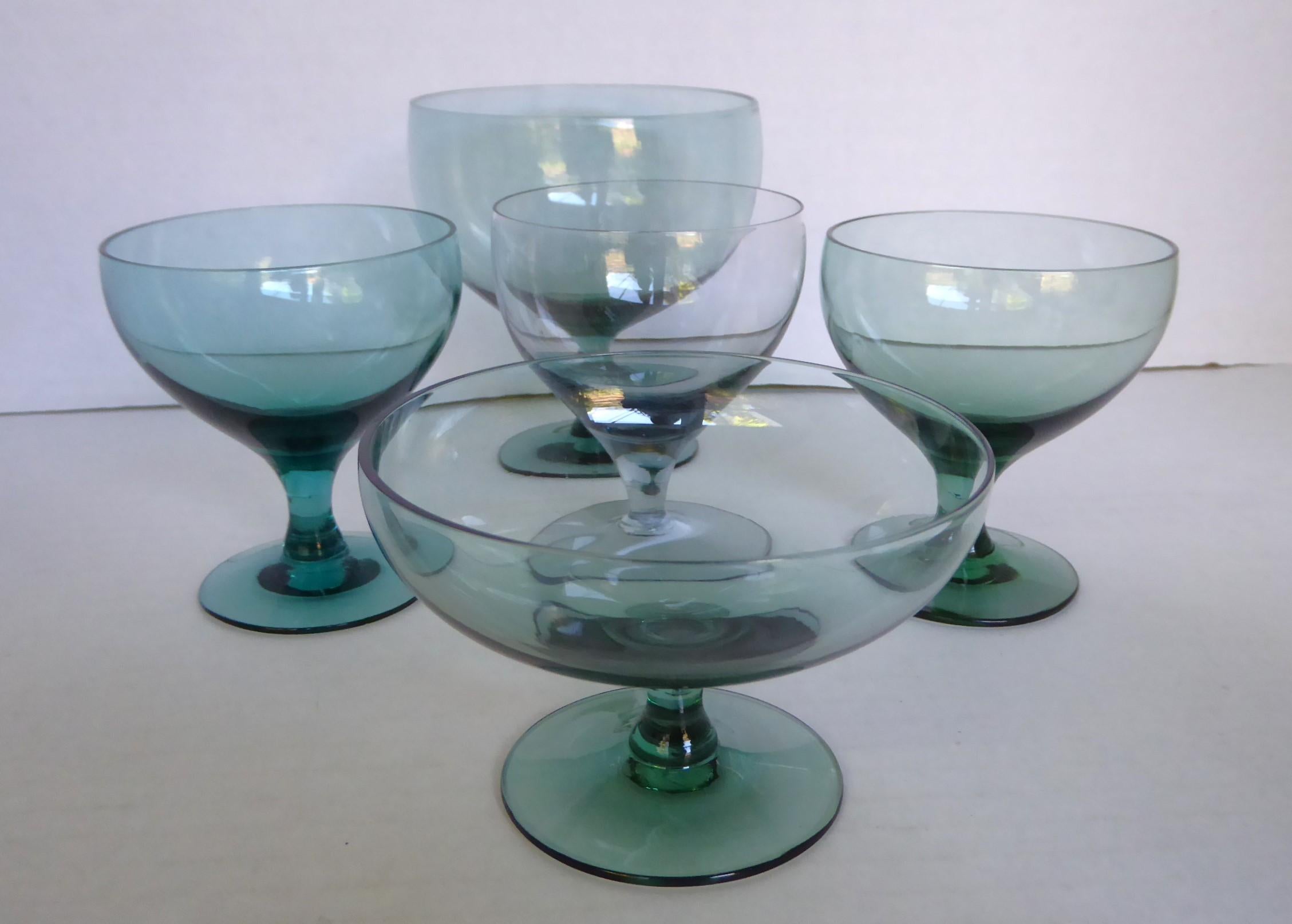 Russel Wright Mid Century Seafoam American Modern Stem Glasses Morgantown 16 pcs For Sale 12