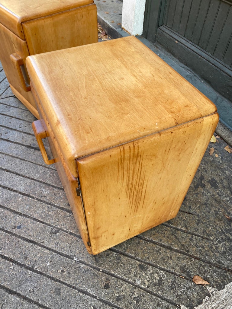 Russel Wright Pair of American Modern Solid Maple Nightstands at 1stDibs