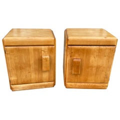 Russel Wright Pair of American Modern Solid Maple Nightstands