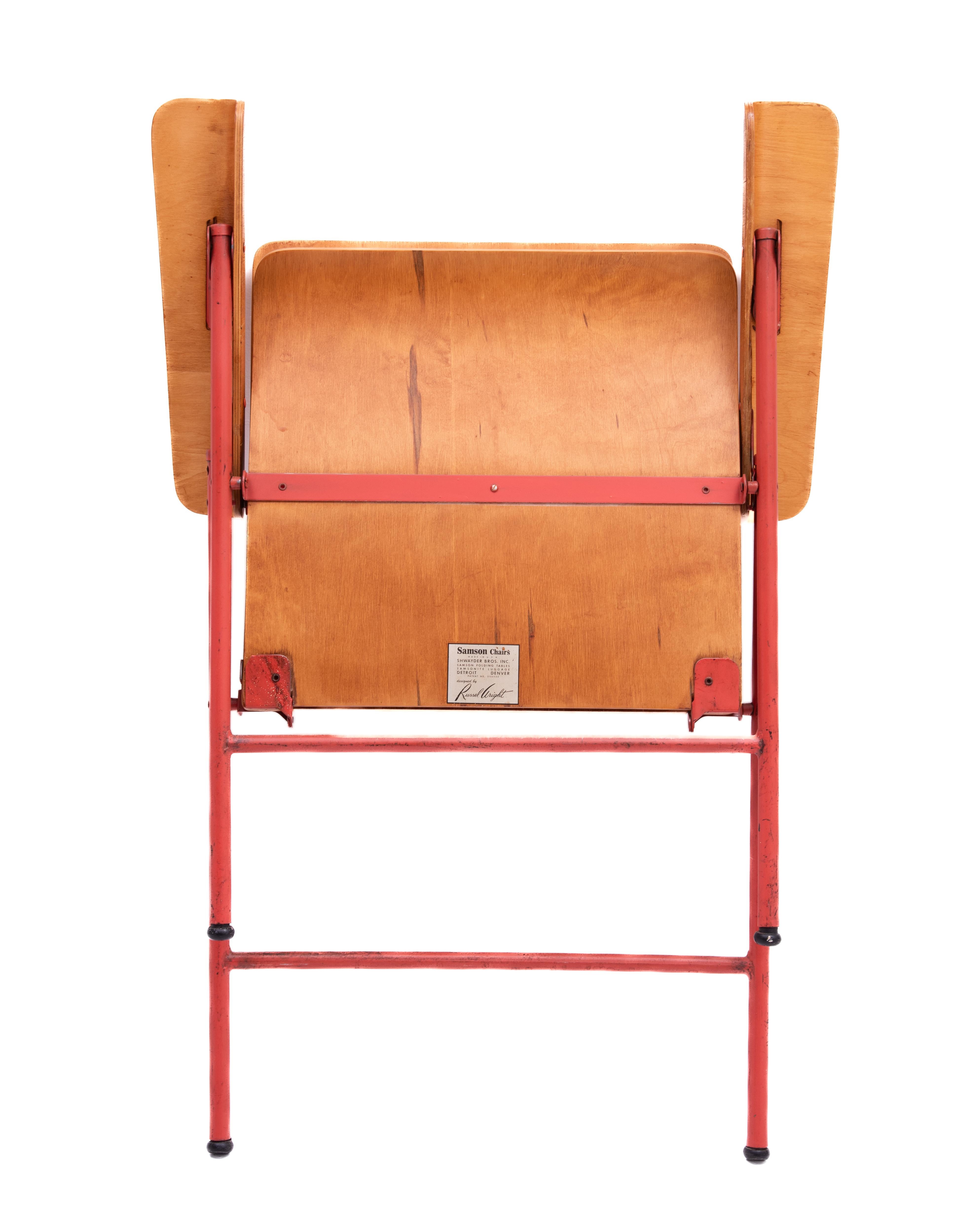 Russel Wright Plywood Samson Folding Armchair Original Paint Shwayder Brothers For Sale 6