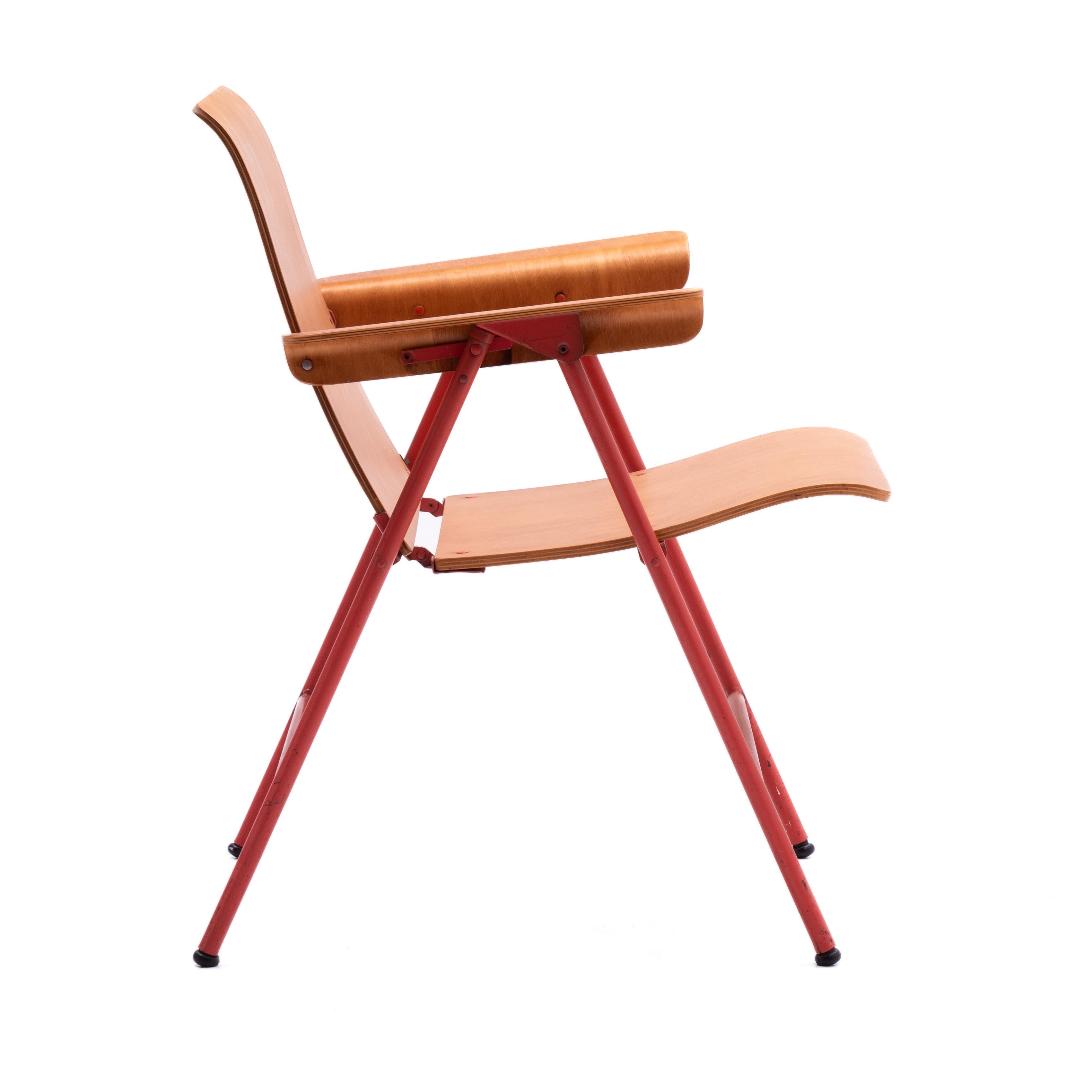 American Russel Wright Plywood Samson Folding Armchair Original Paint Shwayder Brothers For Sale