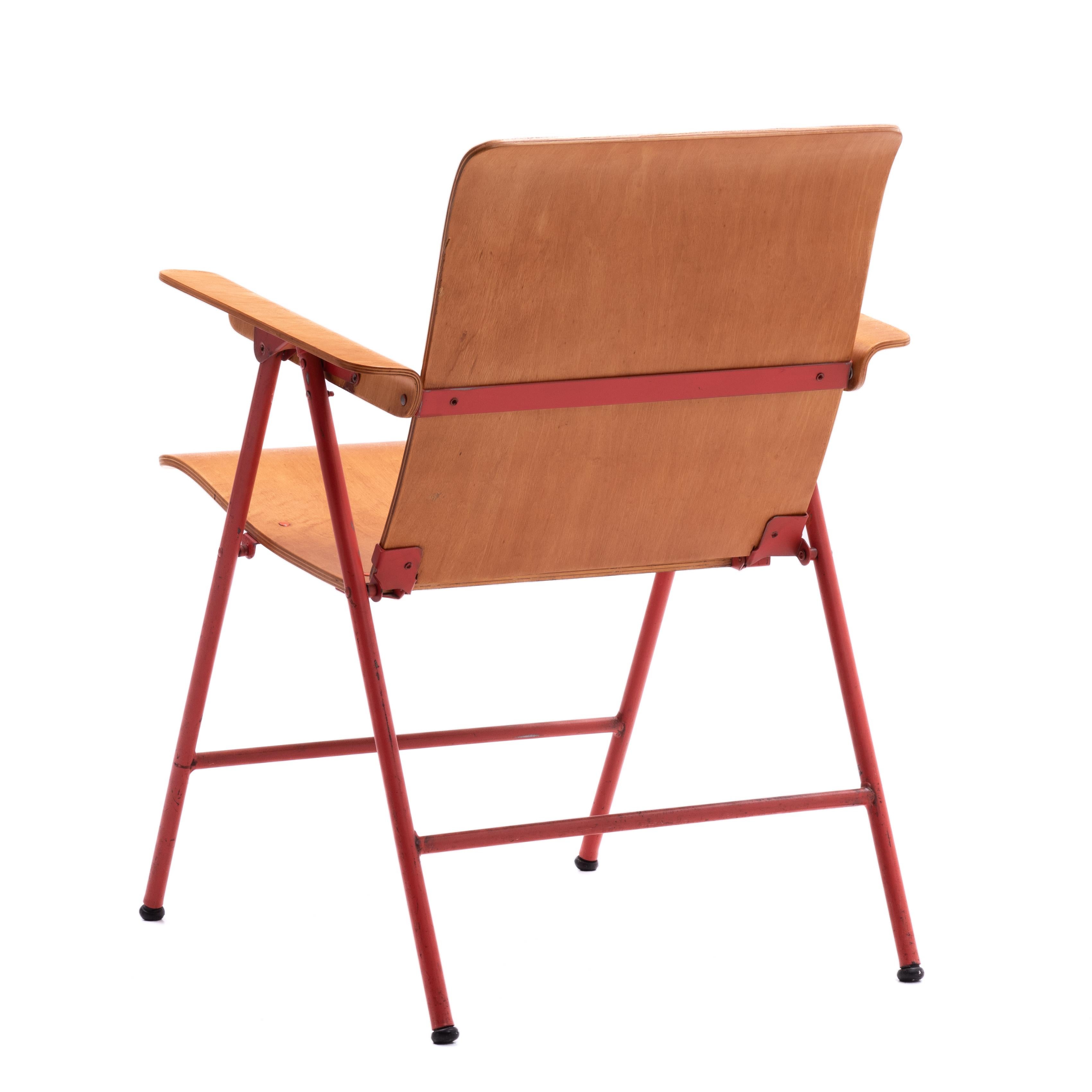 Metal Russel Wright Plywood Samson Folding Armchair Original Paint Shwayder Brothers For Sale