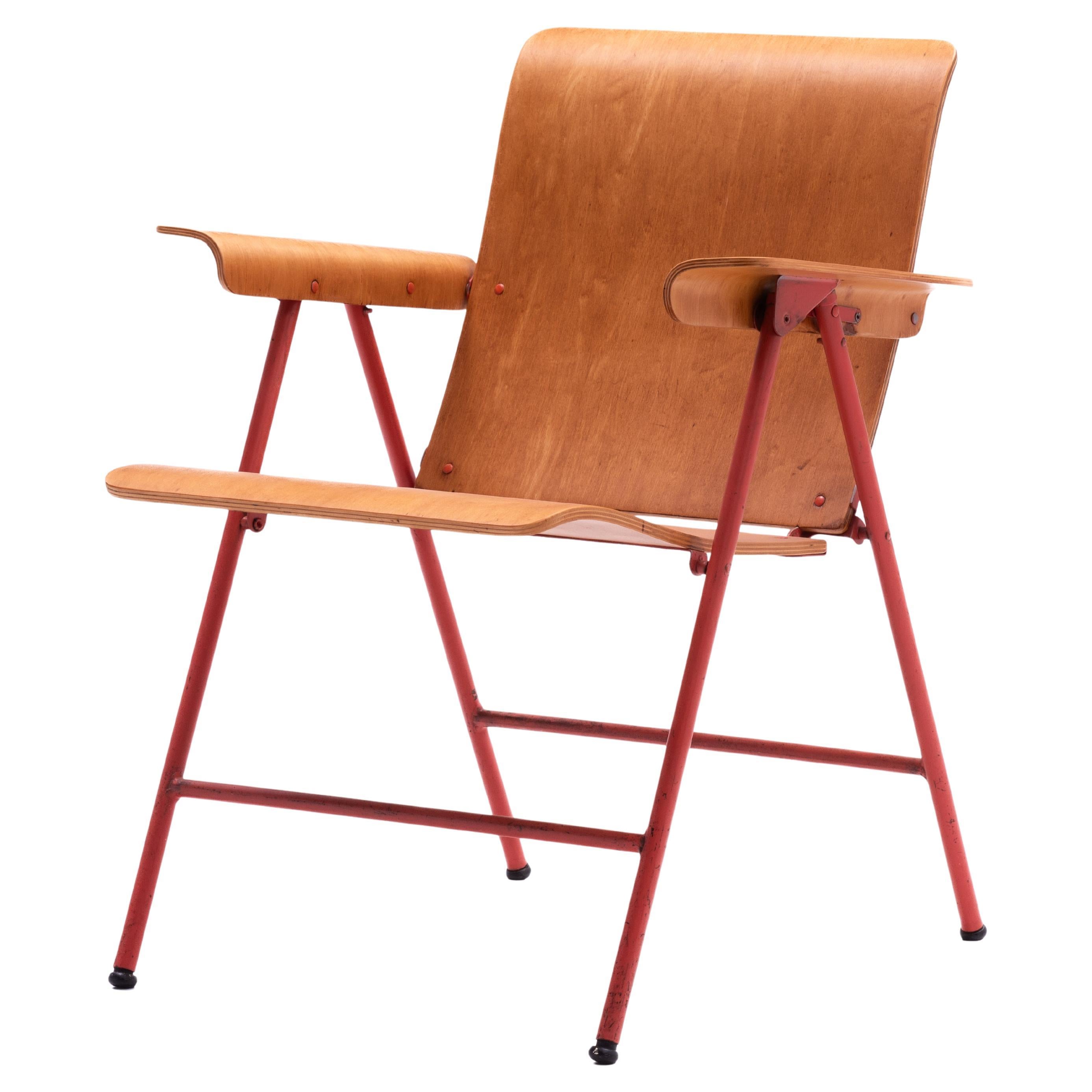 Russel Wright Plywood Samson Folding Armchair Original Paint Shwayder Brothers For Sale