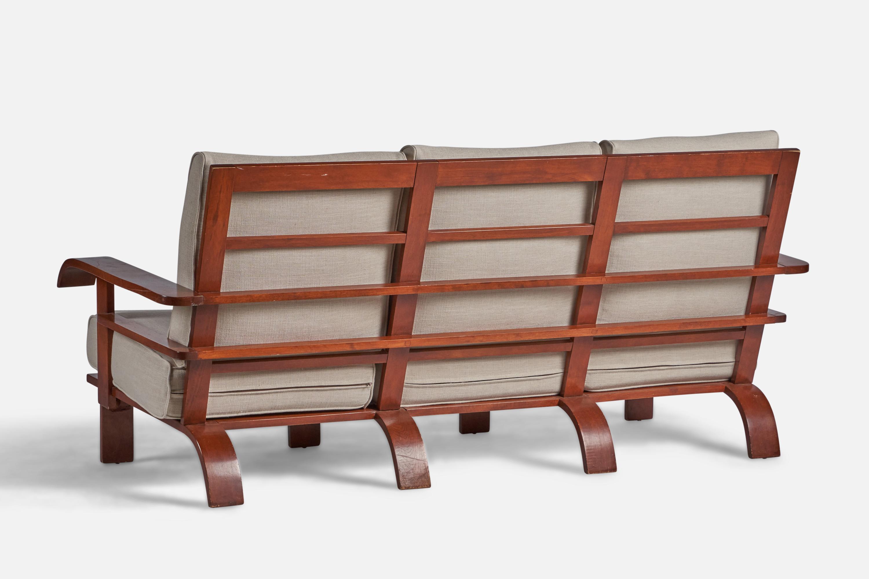 Machine Age Russel Wright, Sofa, Wood, Fabric, USA, 1930s