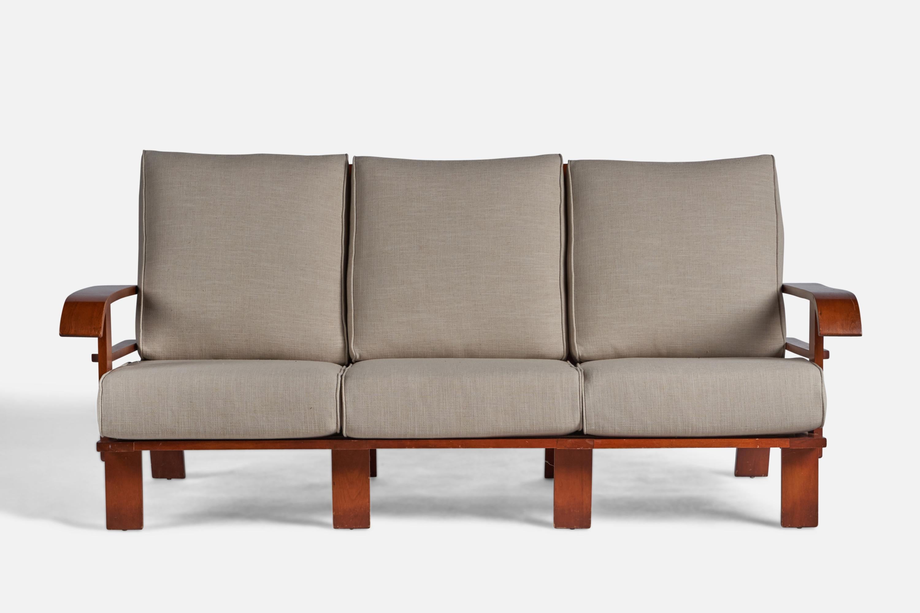 American Russel Wright, Sofa, Wood, Fabric, USA, 1930s