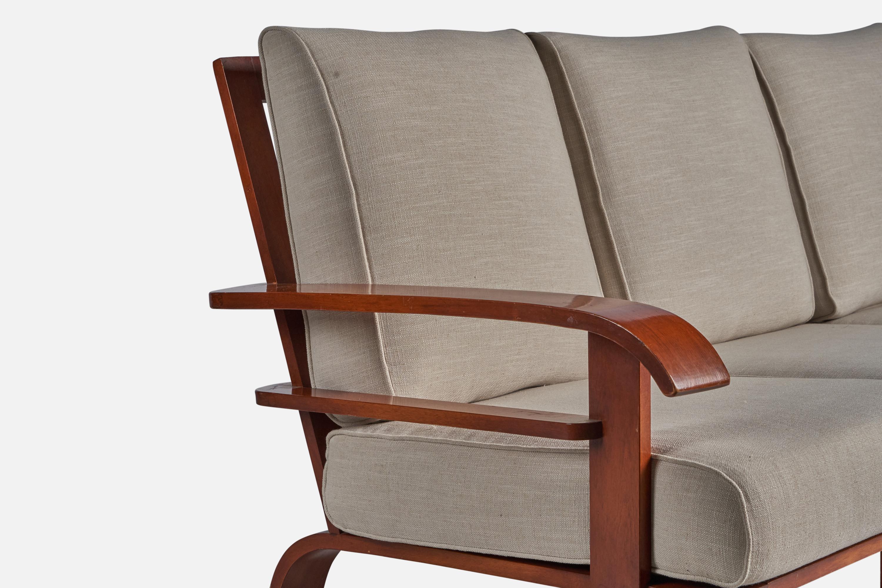 Mid-20th Century Russel Wright, Sofa, Wood, Fabric, USA, 1930s