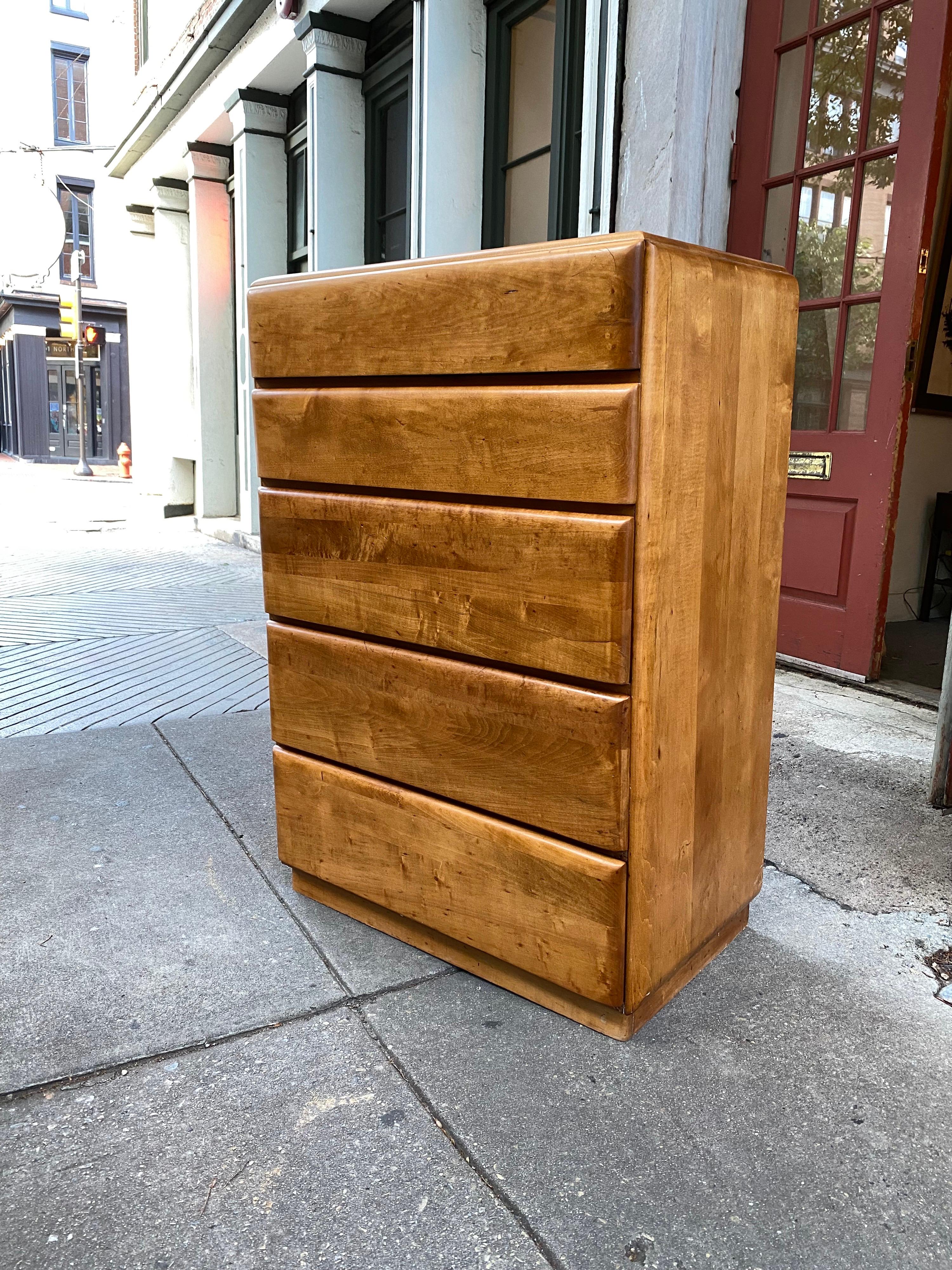 Mid-20th Century Russel Wright Solid Maple Tall Dresser