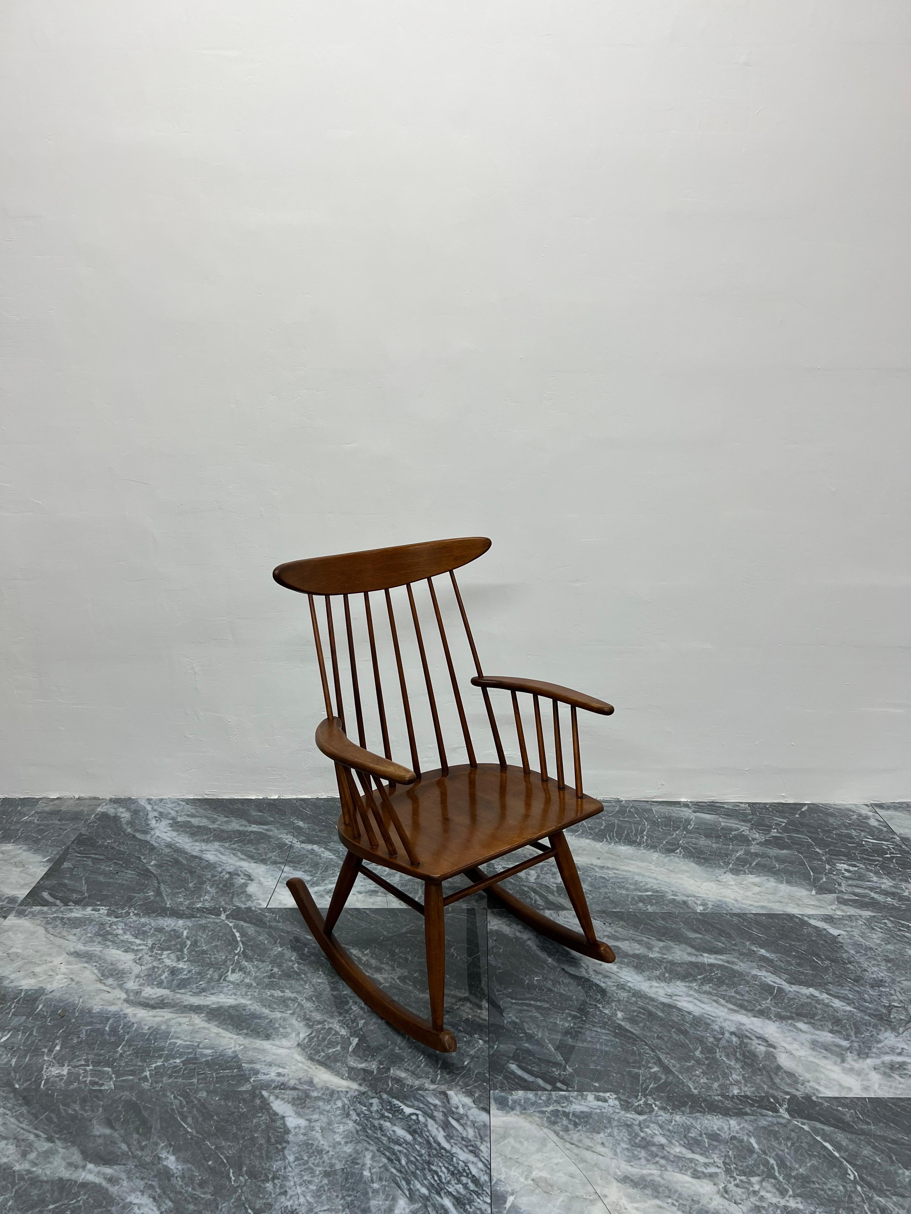 Russel Wright Spindle Back Rocking Chair for Conant Ball For Sale 1