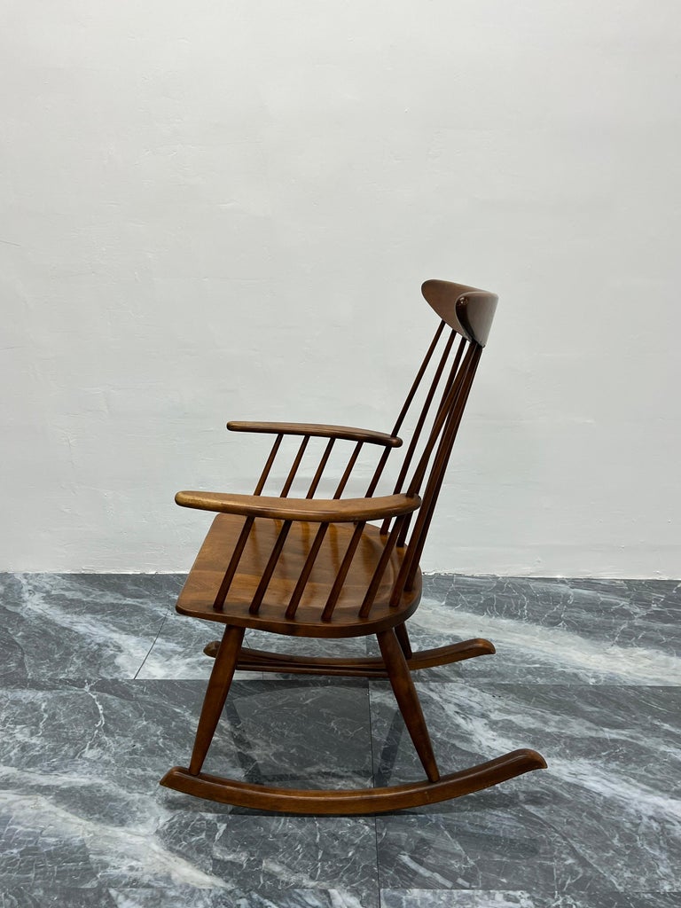 20th Century Russel Wright Spindle Back Rocking Chair for Conant Ball For Sale