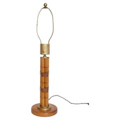 Russel Wright Style Faux Bamboo & Brass Table Lamp, Circa 1940