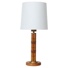 Russel Wright Style Faux Bamboo & Brass Table Lamp, Circa 1940