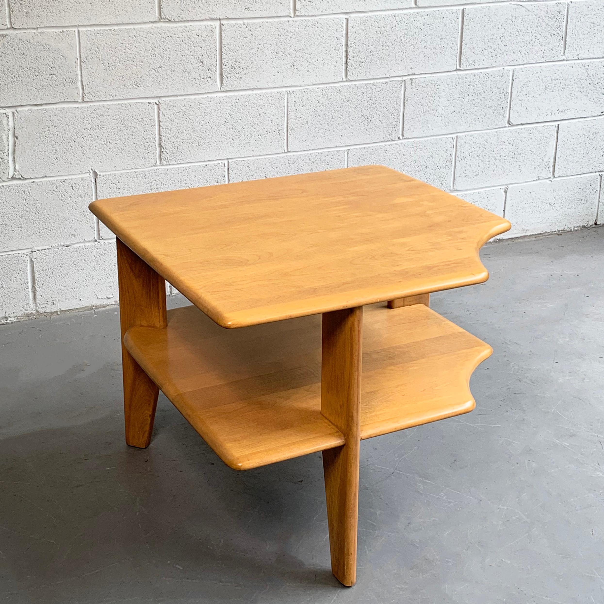 20th Century Russel Wright Tiered Maple Corner Table