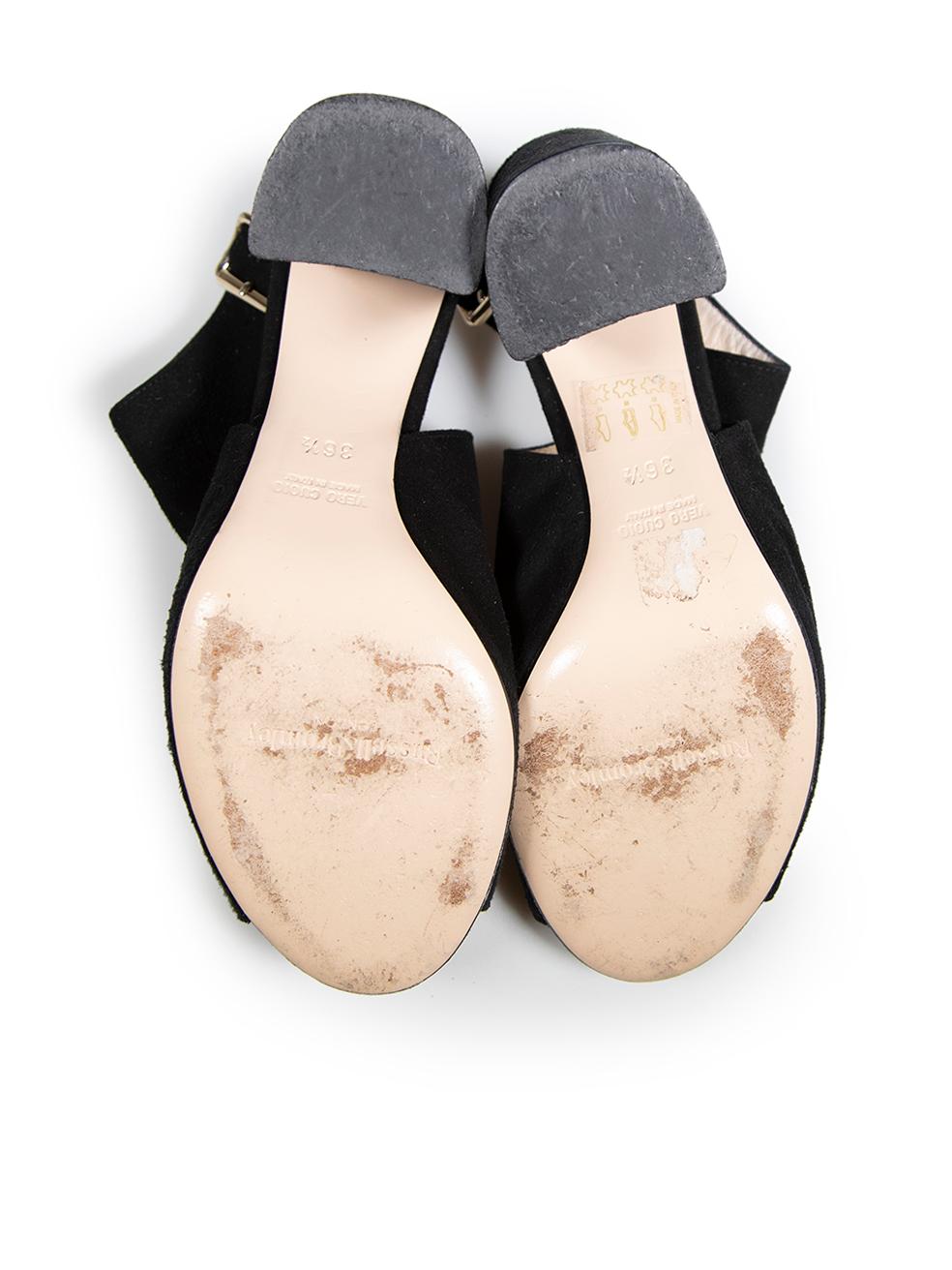 Women's Russell & Bromley Black Suede Open Back Heels Size IT 36.5 For Sale