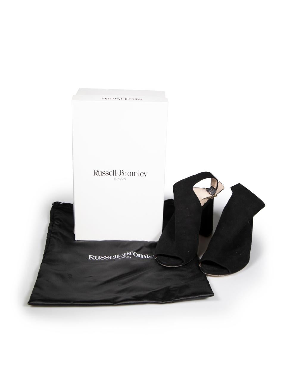 Russell & Bromley Black Suede Open Back Heels Size IT 36.5 For Sale 1