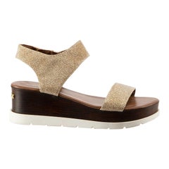 Russell & Bromley Gold Glitter Platform Sandals Size IT 39