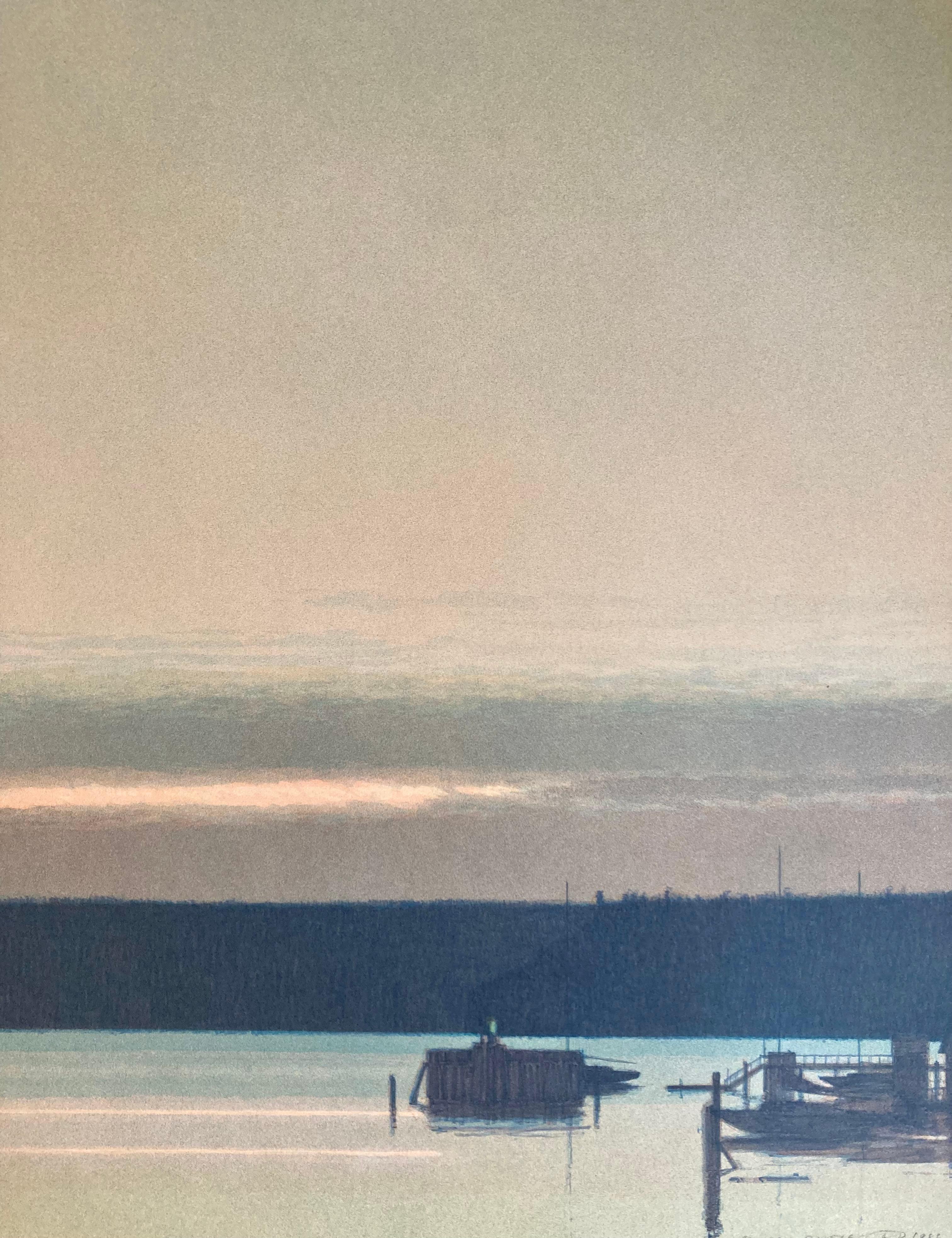 This is an Russell Chatham lithograph “1988 harbor at evening” artist proof. In good condition Unframed. 45x35

