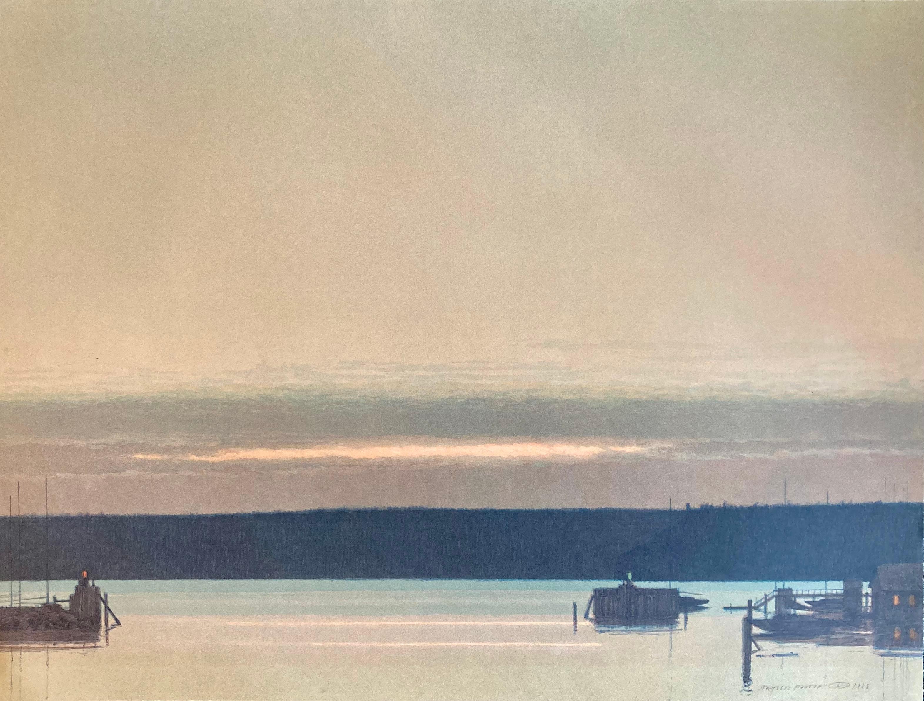 “1988 harbor at evening” - Print by Russell Chatham