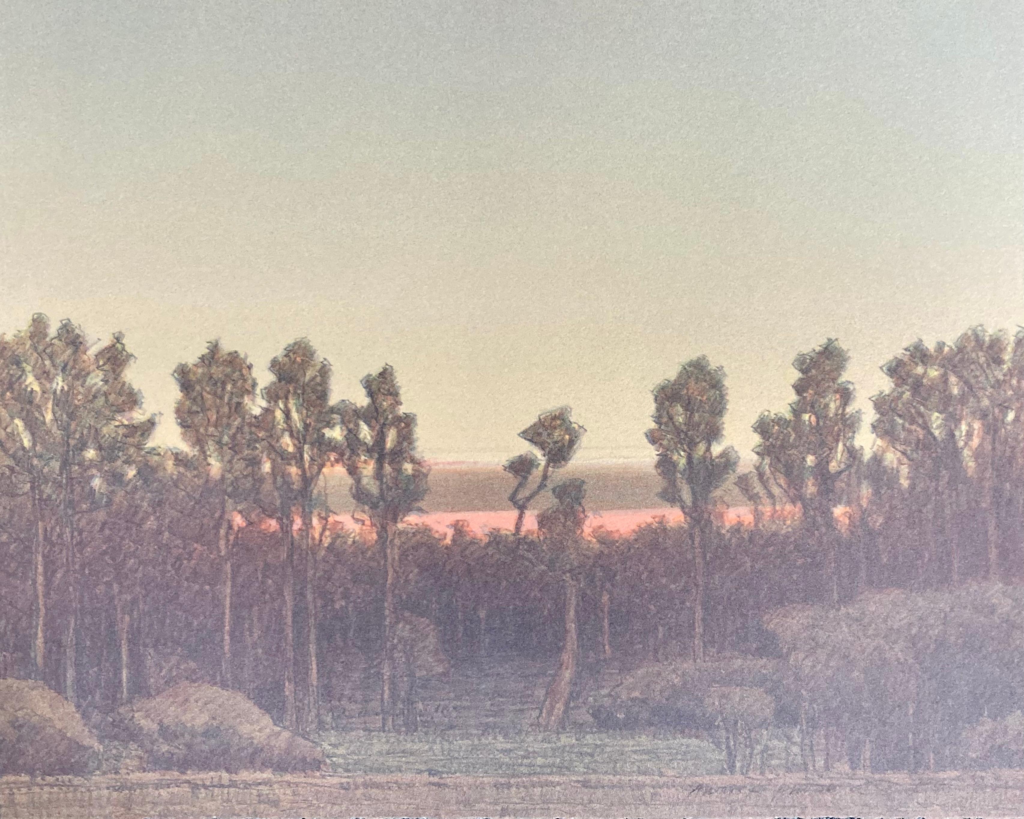 “Cottonwoods at Sundown" - Print by Russell Chatham