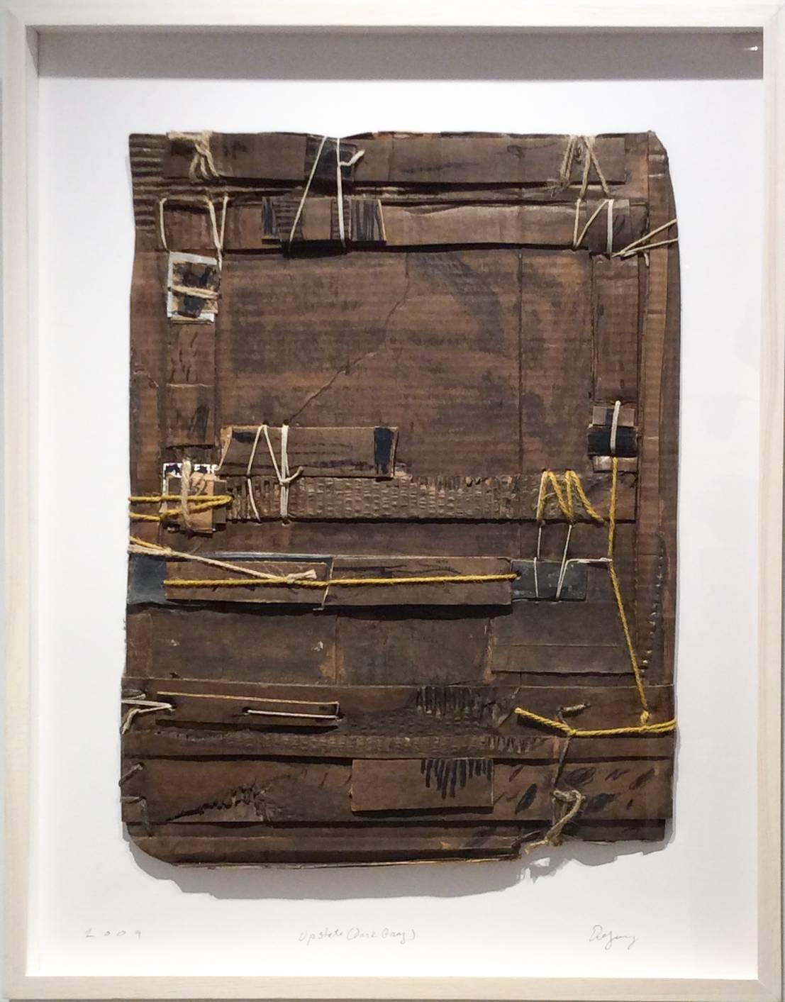 Upstate (Dark Gray): Contemporary Mixed Media Cardboard Construction with String - Mixed Media Art by Russell DeYoung