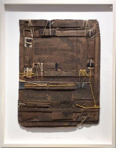 Upstate (Dark Gray): Contemporary Mixed Media Cardboard Construction with String