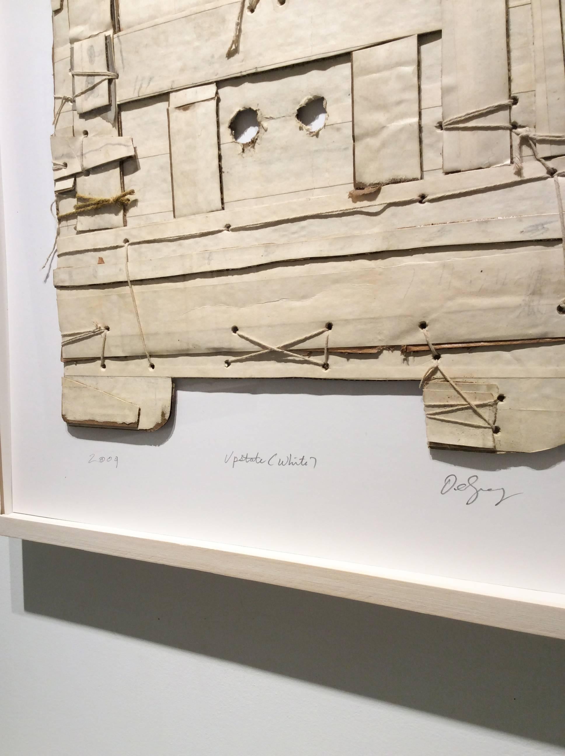 Upstate (White): Contemporary Mixed Media Cardboard Construction with String 3
