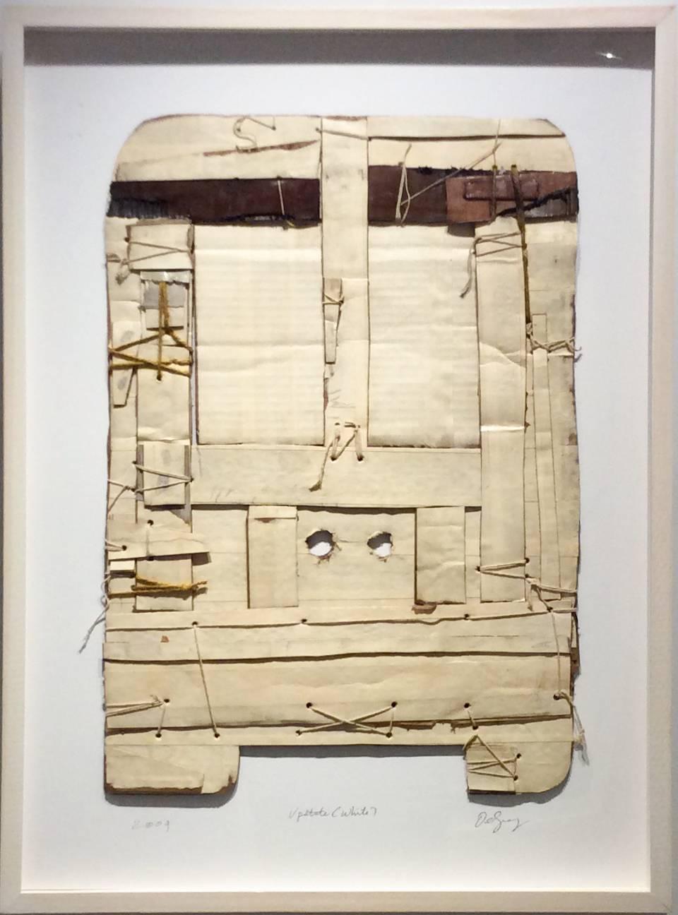 Upstate (White): Contemporary Mixed Media Cardboard Construction with String - Mixed Media Art by Russell DeYoung
