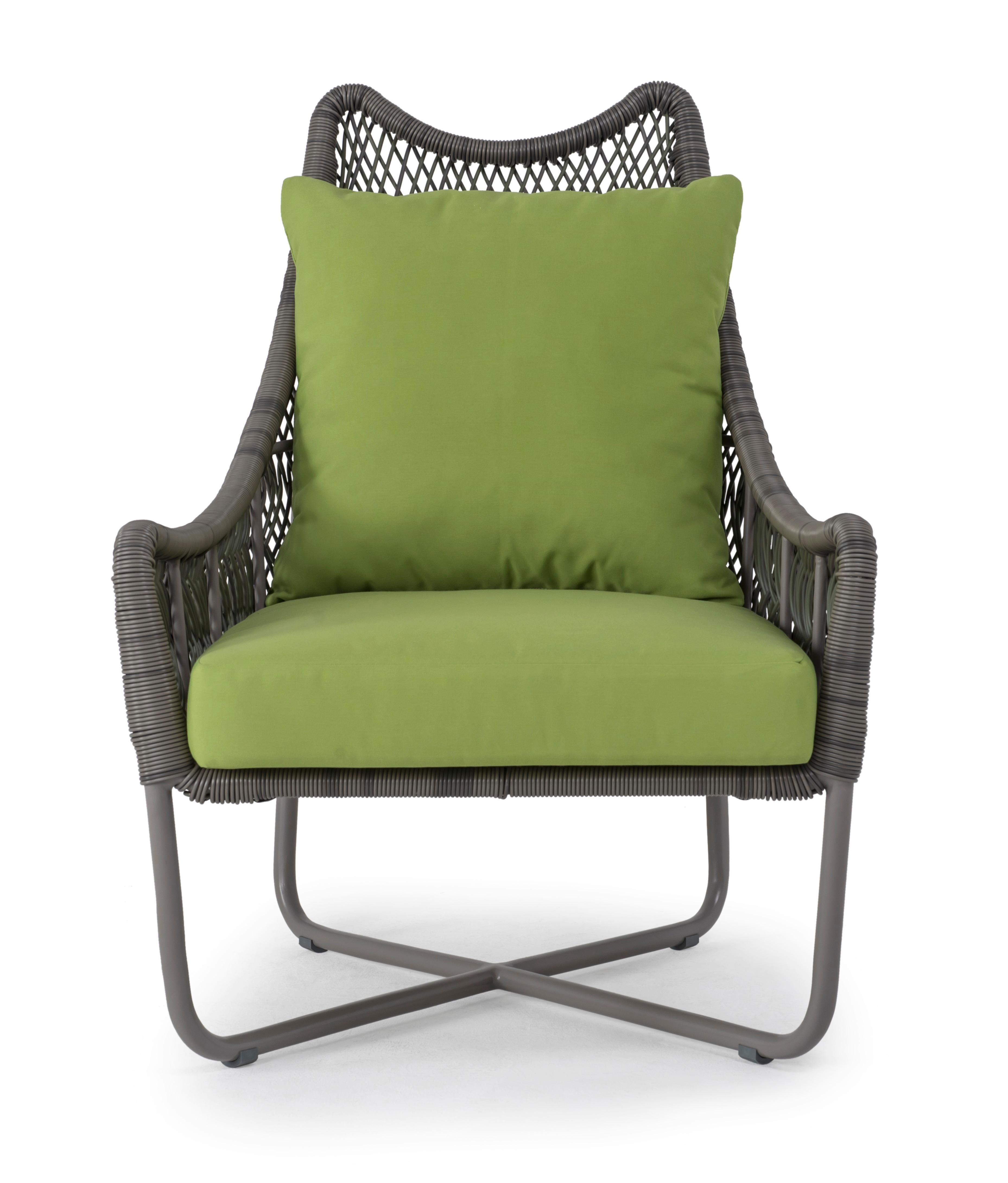Russell easy armchair by Kenneth Cobonpue.
Materials: Polyethyelene, aluminum. 
Dimensions: 71.5 cm x 88.5 cm x h 99.5 cm

Russell brings the allure of escape to your space. Rest in its airy woven frame as stories of adventure across the land,