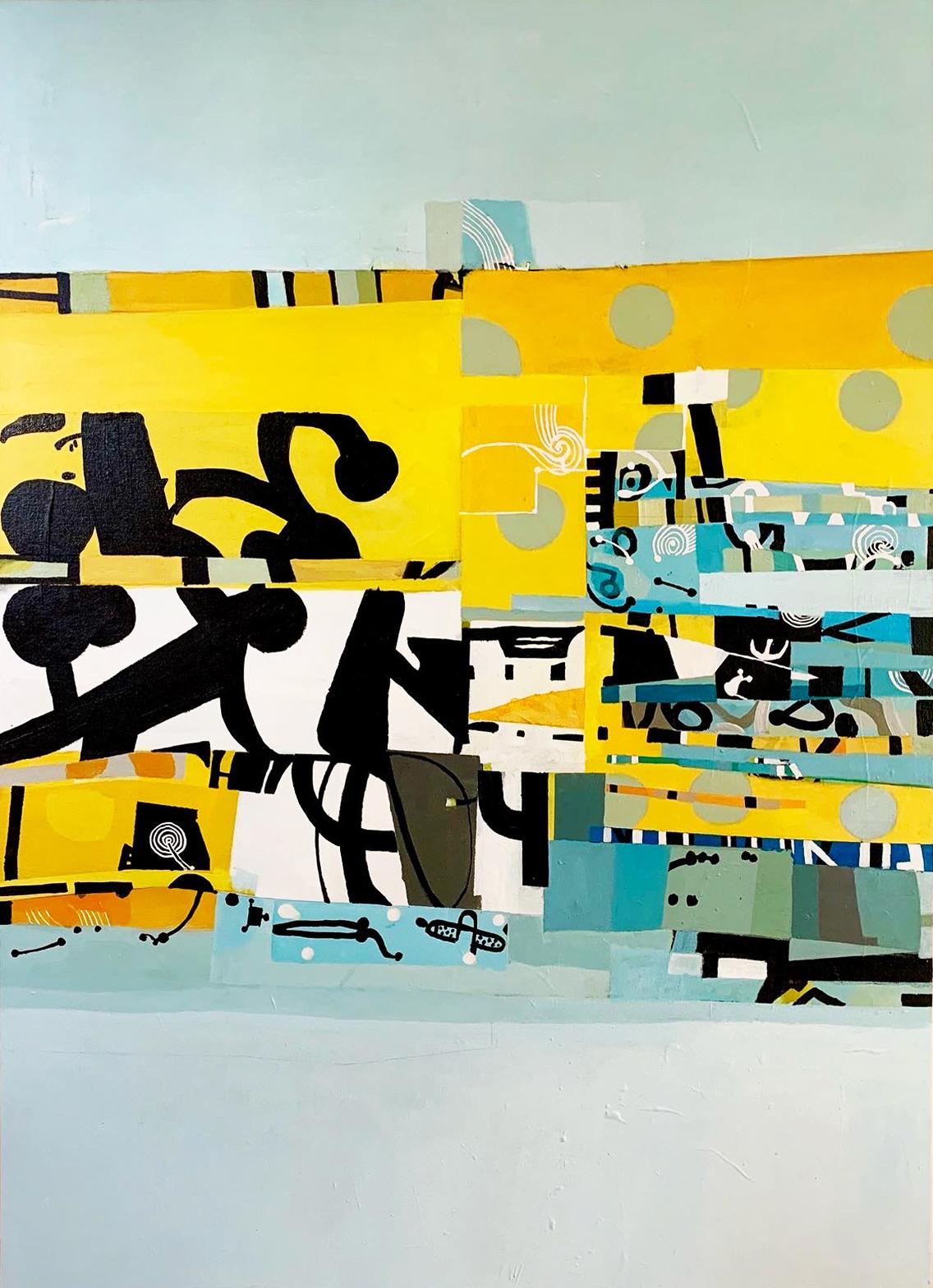 Russell Frampton Abstract Painting – 65 thru 69 Part 2 – zeitgenössisches abstraktes Gemälde in Mischtechnik mit buntem Gemälde