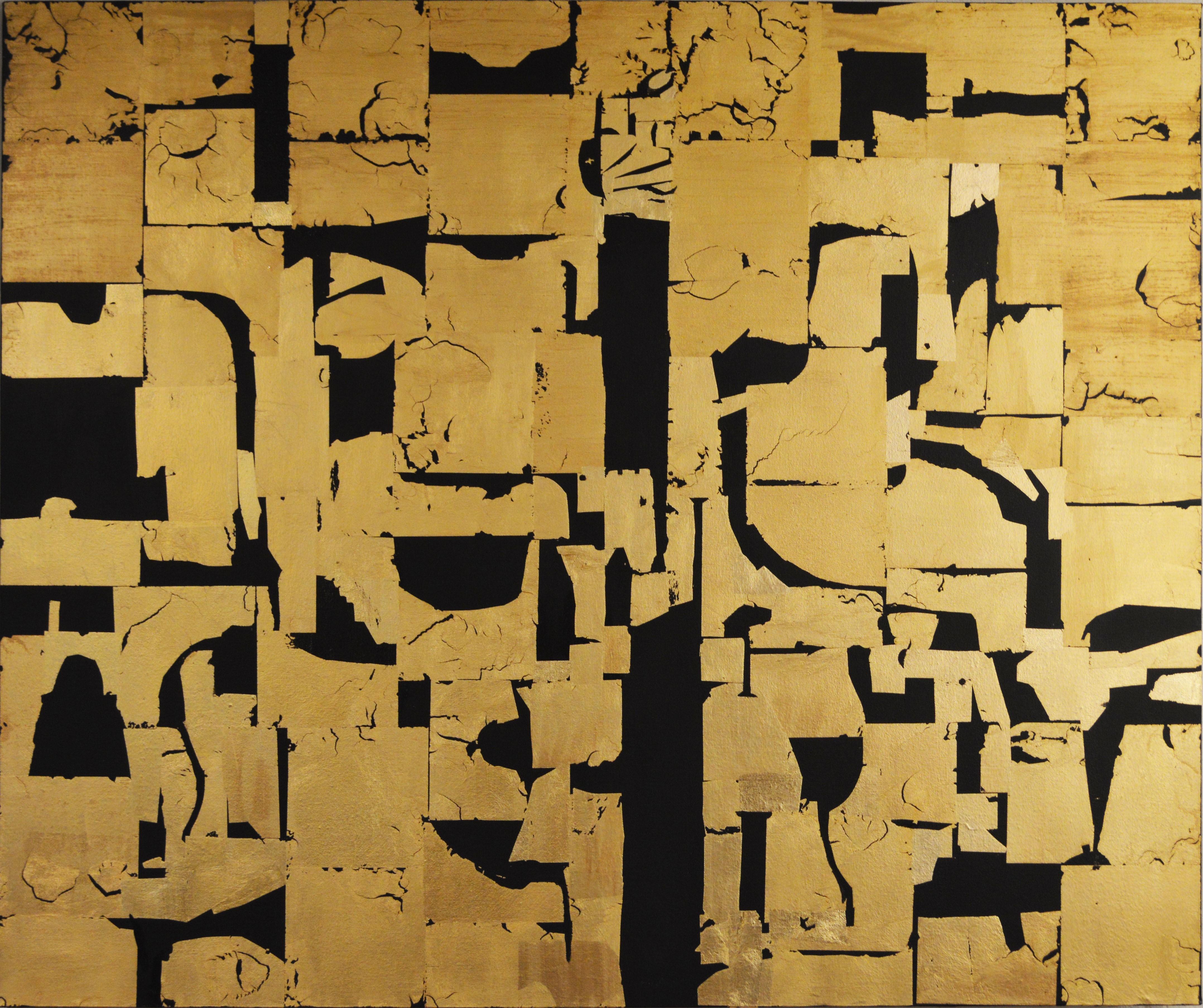 Gold Block I - A governance of Angels -contemporary abstract gold leaf on canvas