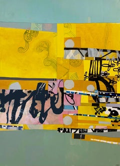 61 à 65 cm - peinture abstraite contemporaine colorée encadrée