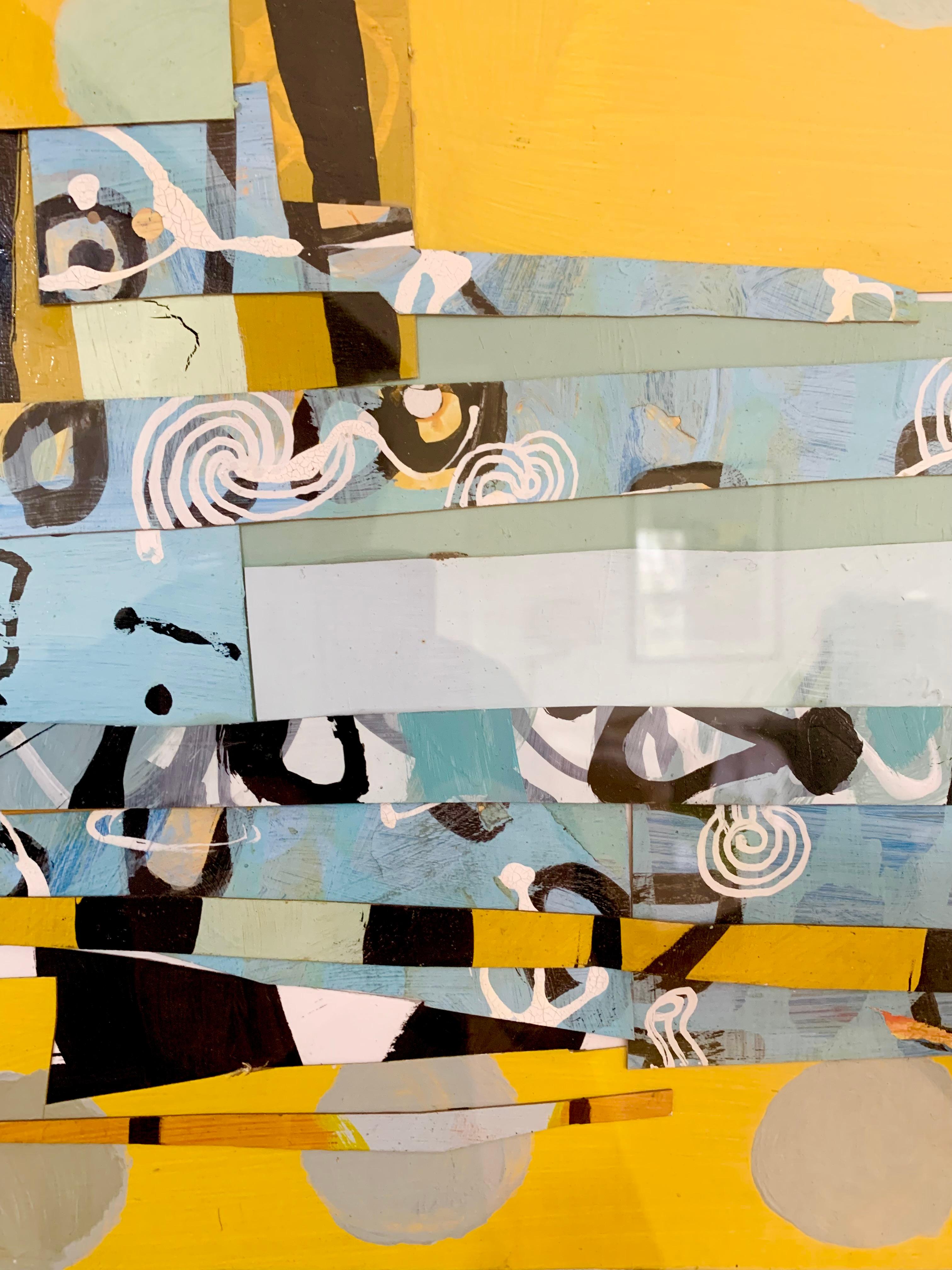 65 thru 69 – zeitgenössisches, abstraktes, nautisches, farbenfrohes Gemälde in Mischtechnik  (Beige), Abstract Painting, von Russell Frampton