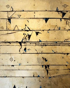 Aelius Codex - Contemporary Mixed media artwork, Gold leaf on wood