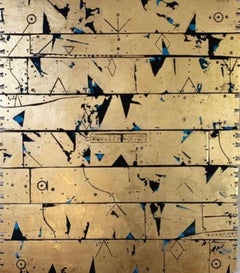 Alexandria Codex - Contemporary Mixed media artwork, Gold leaf on wood