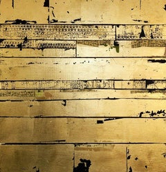 Codex d'Athanaeus - Œuvre d'art contemporain en techniques mixtes, feuille d'or sur bois