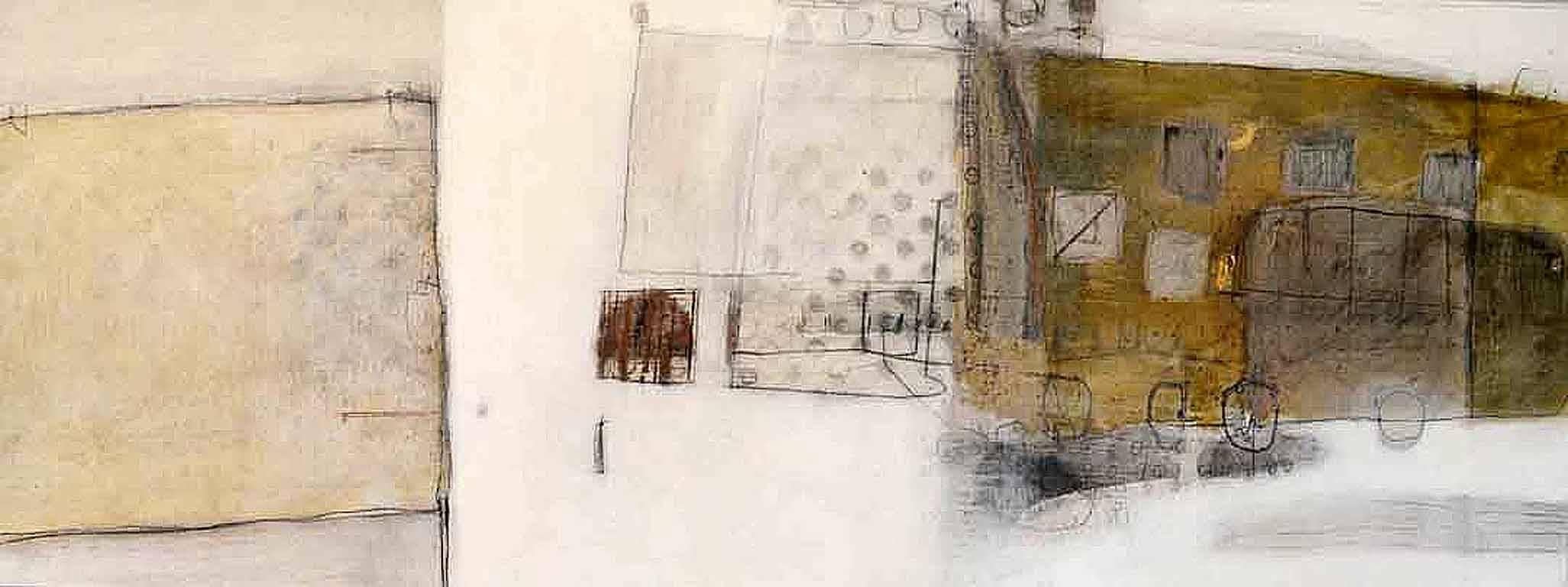 Temple Plan -contemporary abstract white and brown mixed media and oil on canvas