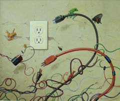 "Adaptation" by Russell Gordon, Oil Painting of Tangled Cords and Creatures