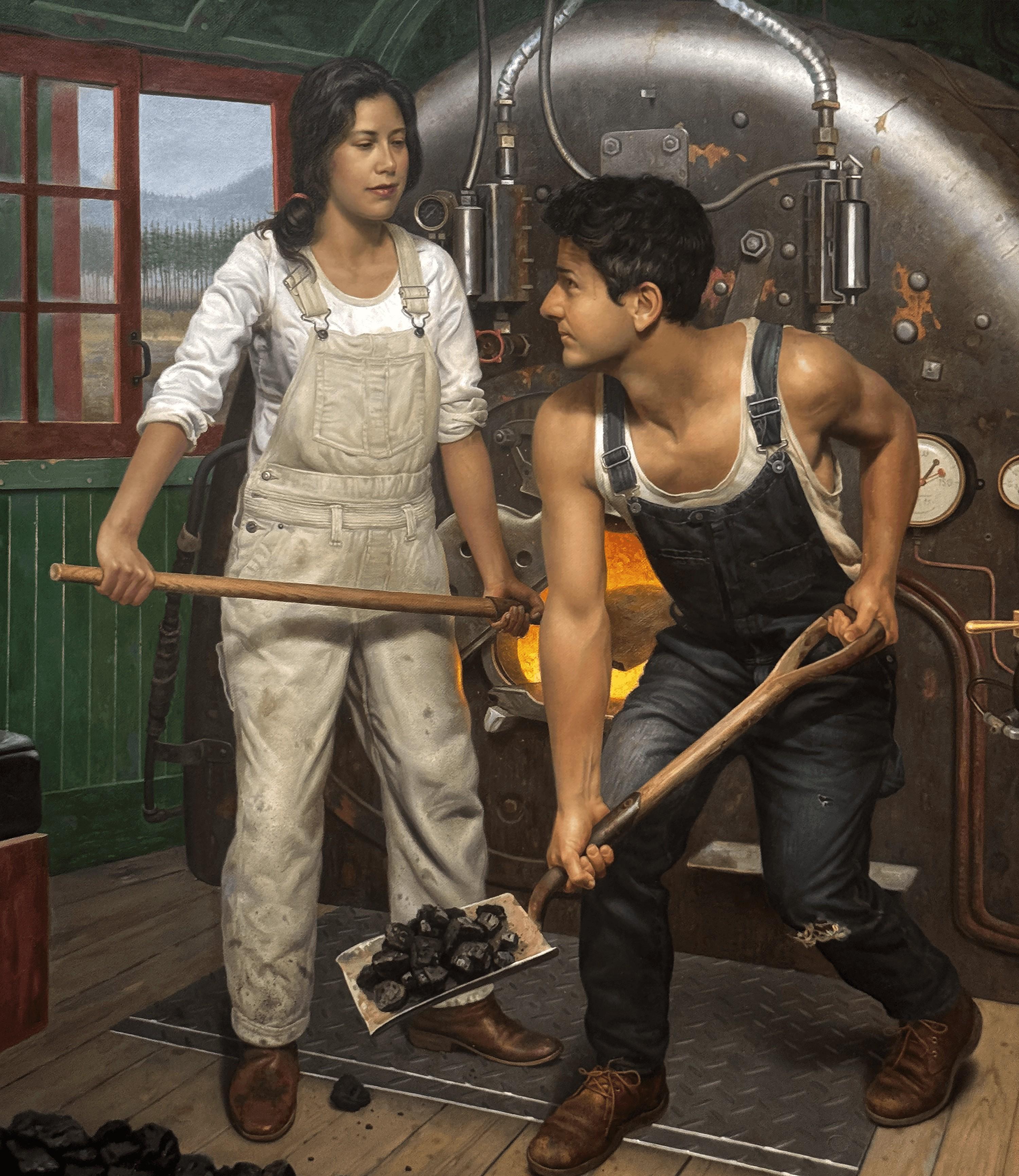 Russell Harris Figurative Painting – "Schüren" (2019) Stillleben Figuratives Ölgemälde