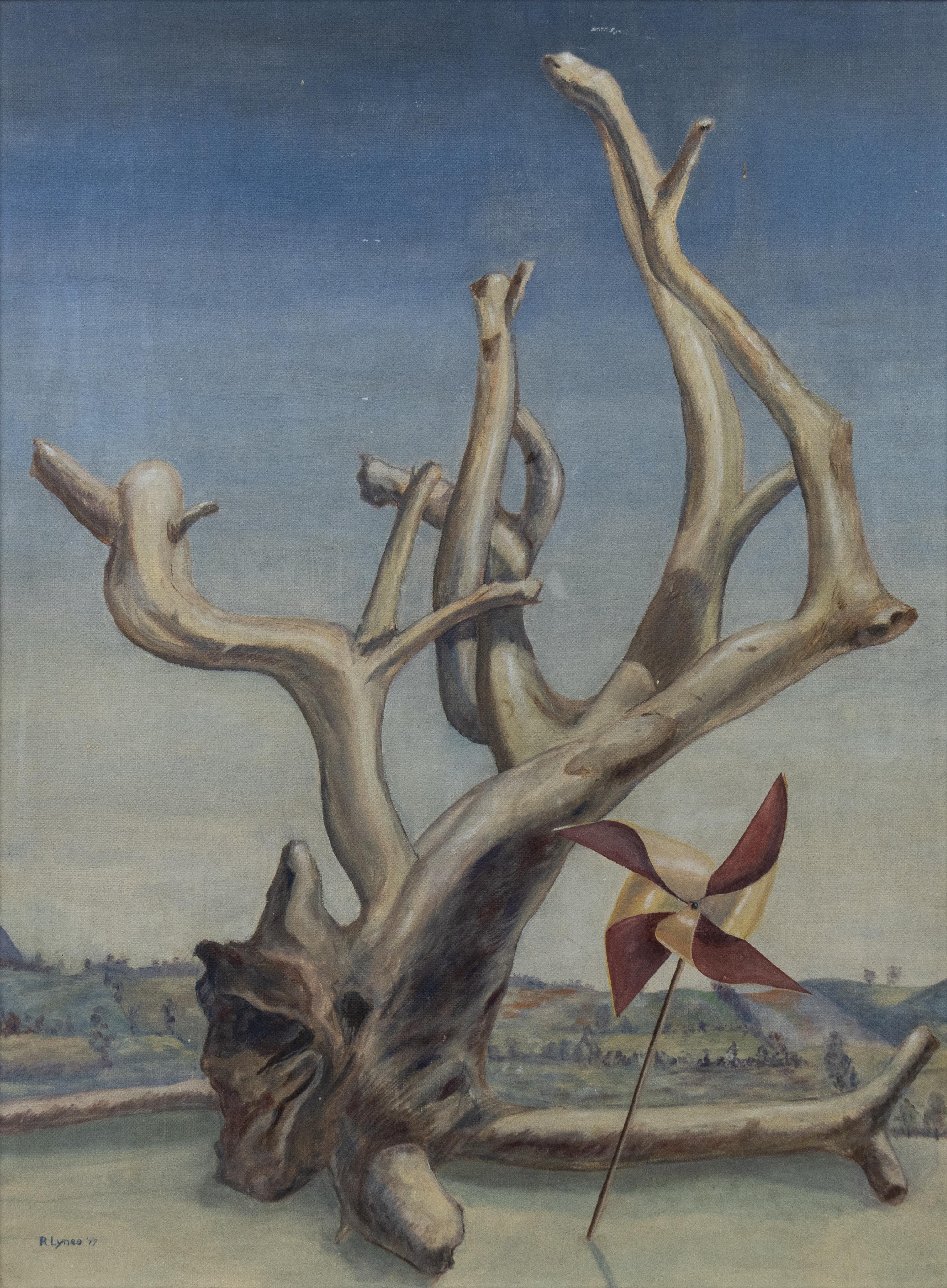 Untitled (Tree with Pinwheel) Untitled (Tree with Pinwheel), Magical Realist Painting by Russell Lynes.

1947

Signed, l.l.

Oil on canvas

23 x 17 inches