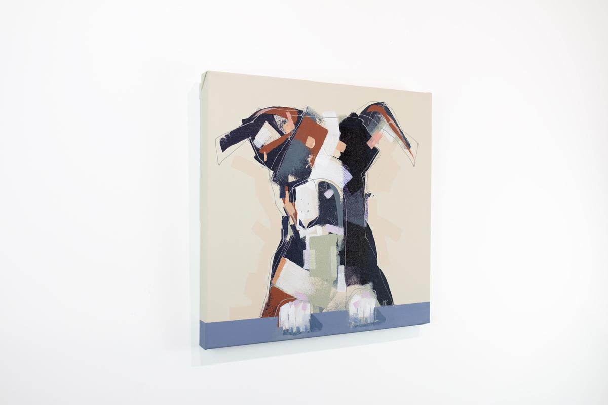 Peinture de chien abstraite Beg - Abstrait Painting par Russell Miyaki