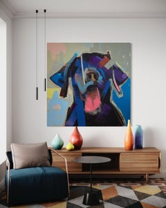 "Big Blue" Abstracted Dog Painting