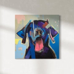 "Big Blue" Pintura abstracta de un perro