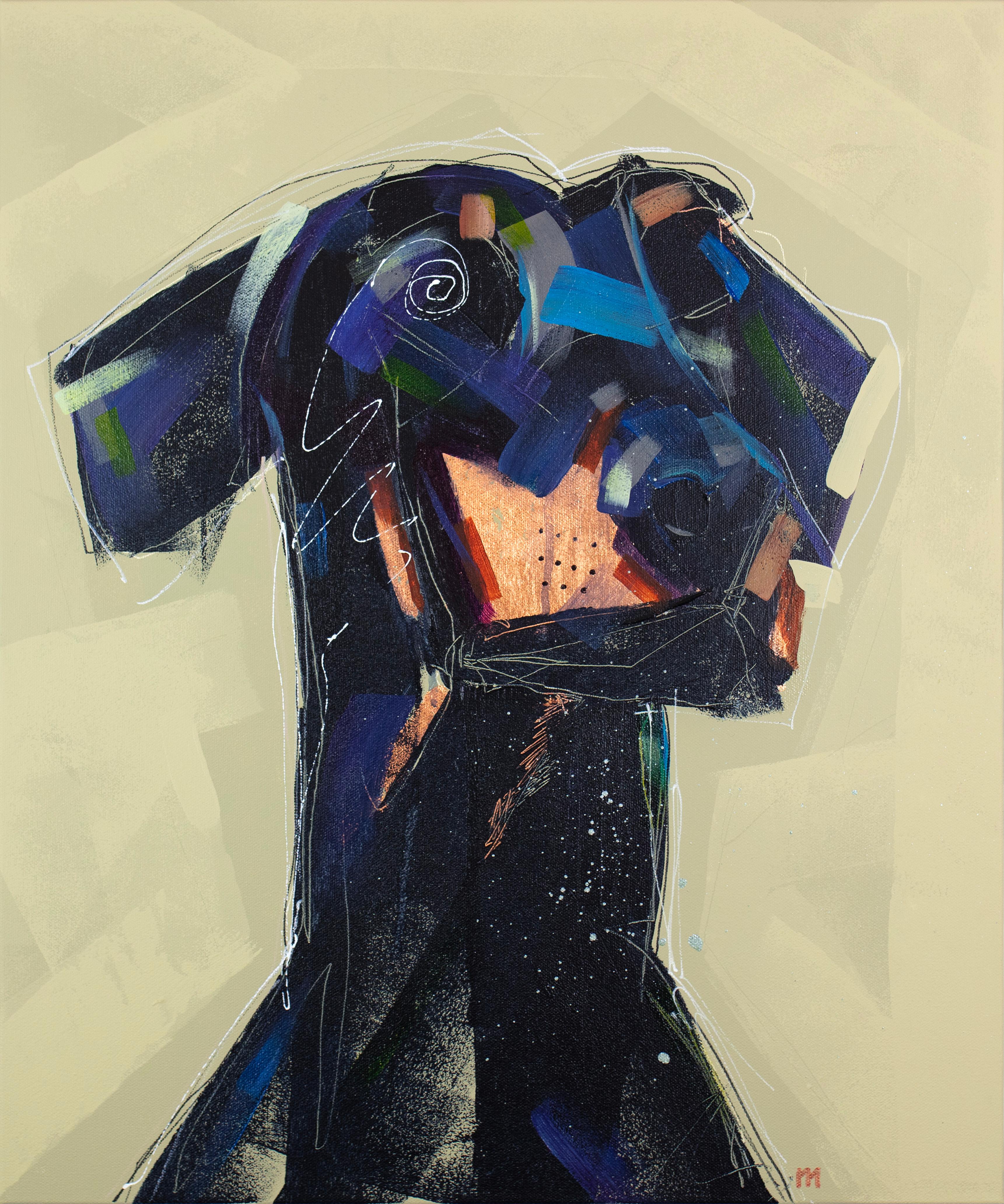 Russell Miyaki Animal Painting - "Doberman" Abstracted Dog Painting