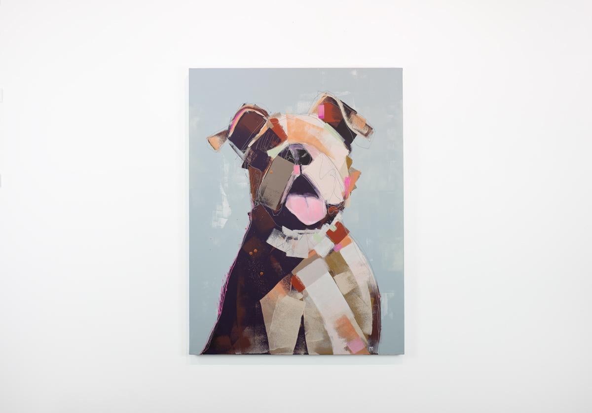 Russell Miyaki Animal Painting - "Pitbull" Abstracted Dog Painting