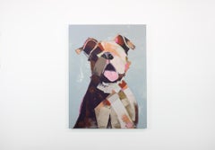 Antique "Pitbull" Abstracted Dog Painting