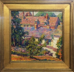 Antique Russell Patterson, "My Villa in Normandy", Oil on Canvas, 1920's
