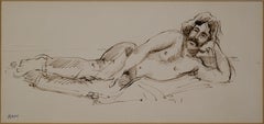 Russell Ram, Reclining Male Portrait, 1960s-1970s Drawing