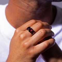 Priyashi Nahata Russell Ring in 18 Karat Black Gold with Pink Rhodolite.